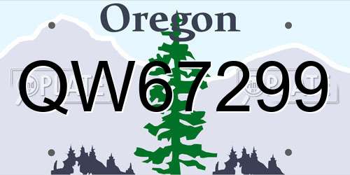 QW67299 Oregon License Plate