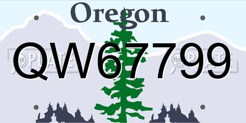 QW67799 Oregon License Plate