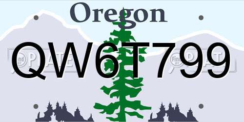 QW6T799 Oregon License Plate