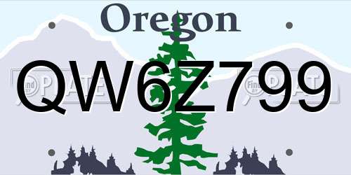 QW6Z799 Oregon License Plate
