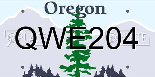 QWE204 Oregon License Plate
