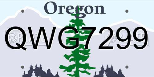 QWG7299 Oregon License Plate