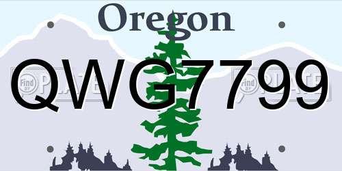 QWG7799 Oregon License Plate