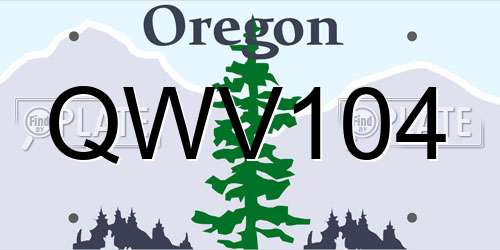 QWV104 Oregon License Plate