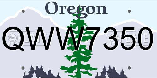 QWW7350 Oregon License Plate