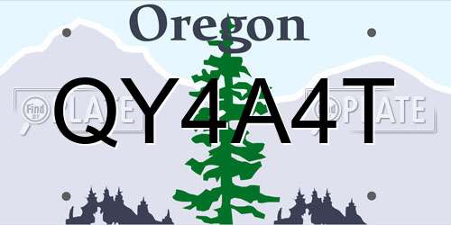 QY4A4T Oregon License Plate