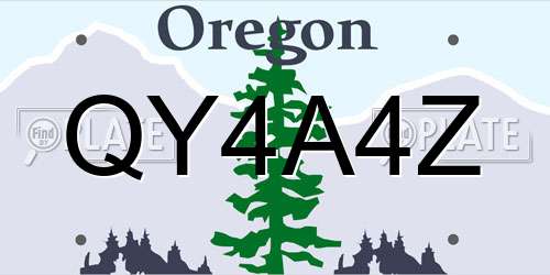 QY4A4Z Oregon License Plate