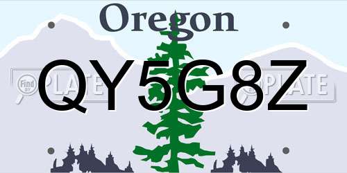 QY5G8Z Oregon License Plate