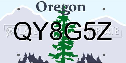 QY8G5Z Oregon License Plate