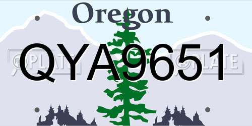 QYA9651 Oregon License Plate