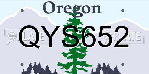 QYS652 Oregon License Plate