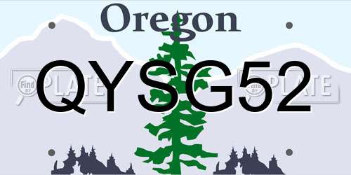 QYSG52 Oregon License Plate