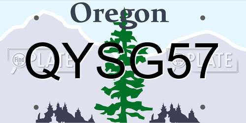 QYSG57 Oregon License Plate