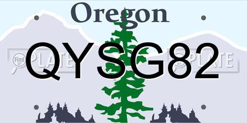 QYSG82 Oregon License Plate