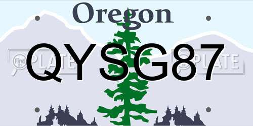 QYSG87 Oregon License Plate