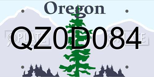 QZ0D084 Oregon License Plate