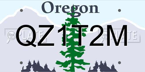 QZ1T2M Oregon License Plate