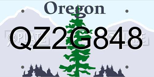 QZ2G848 Oregon License Plate