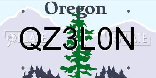 QZ3L0N Oregon License Plate