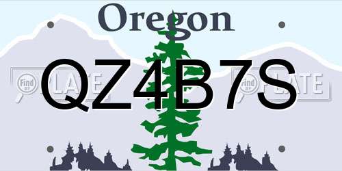 QZ4B7S Oregon License Plate