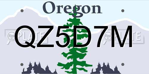 QZ5D7M Oregon License Plate