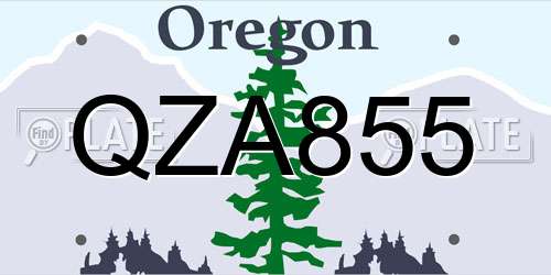 QZA855 Oregon License Plate