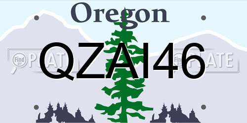 QZAI46 Oregon License Plate