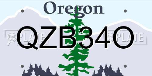 QZB34O Oregon License Plate