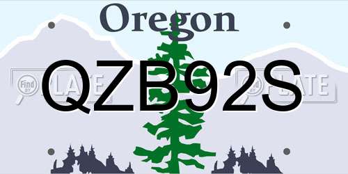 QZB92S Oregon License Plate
