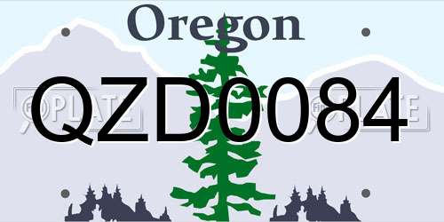 QZD0084 Oregon License Plate