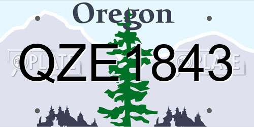 QZE1843 Oregon License Plate
