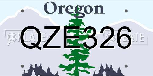 QZE326 Oregon License Plate
