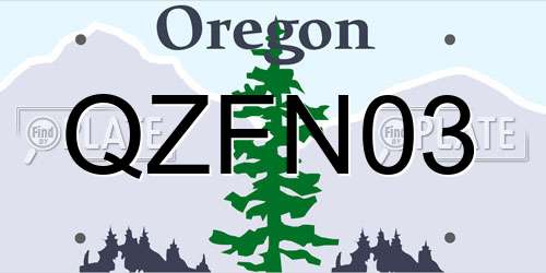QZFN03 Oregon License Plate