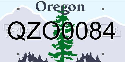 QZO0084 Oregon License Plate