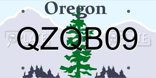 QZQB09 Oregon License Plate