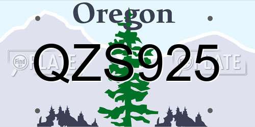 QZS925 Oregon License Plate