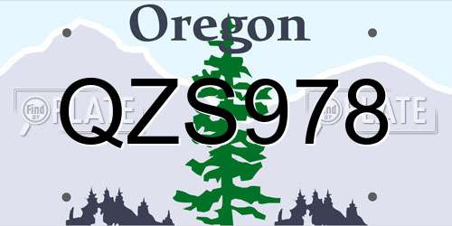 QZS978 Oregon License Plate