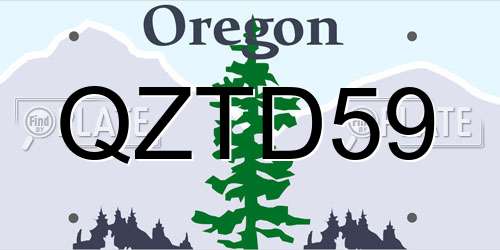 QZTD59 Oregon License Plate