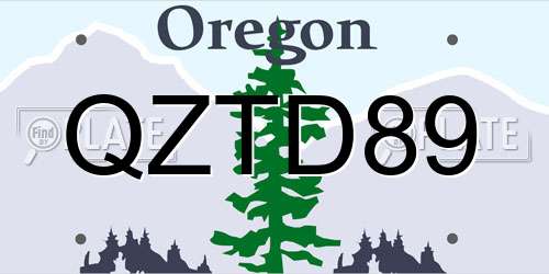 QZTD89 Oregon License Plate