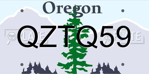 QZTQ59 Oregon License Plate