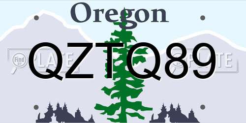 QZTQ89 Oregon License Plate