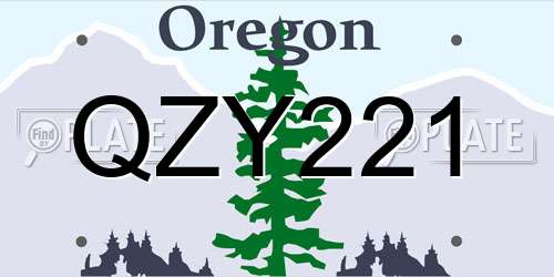 QZY221 Oregon License Plate