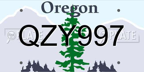 QZY997 Oregon License Plate