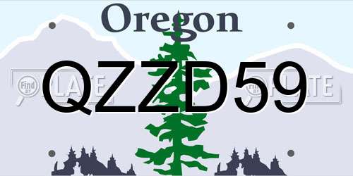 QZZD59 Oregon License Plate