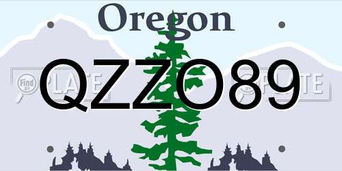 QZZO89 Oregon License Plate