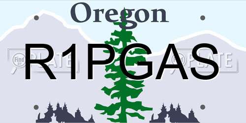 R1PGAS Oregon License Plate