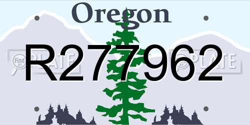 R277962 Oregon License Plate