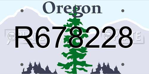 R678228 Oregon License Plate