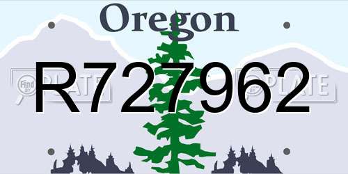 R727962 Oregon License Plate