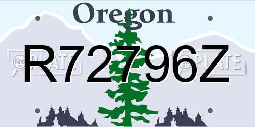 R72796Z Oregon License Plate